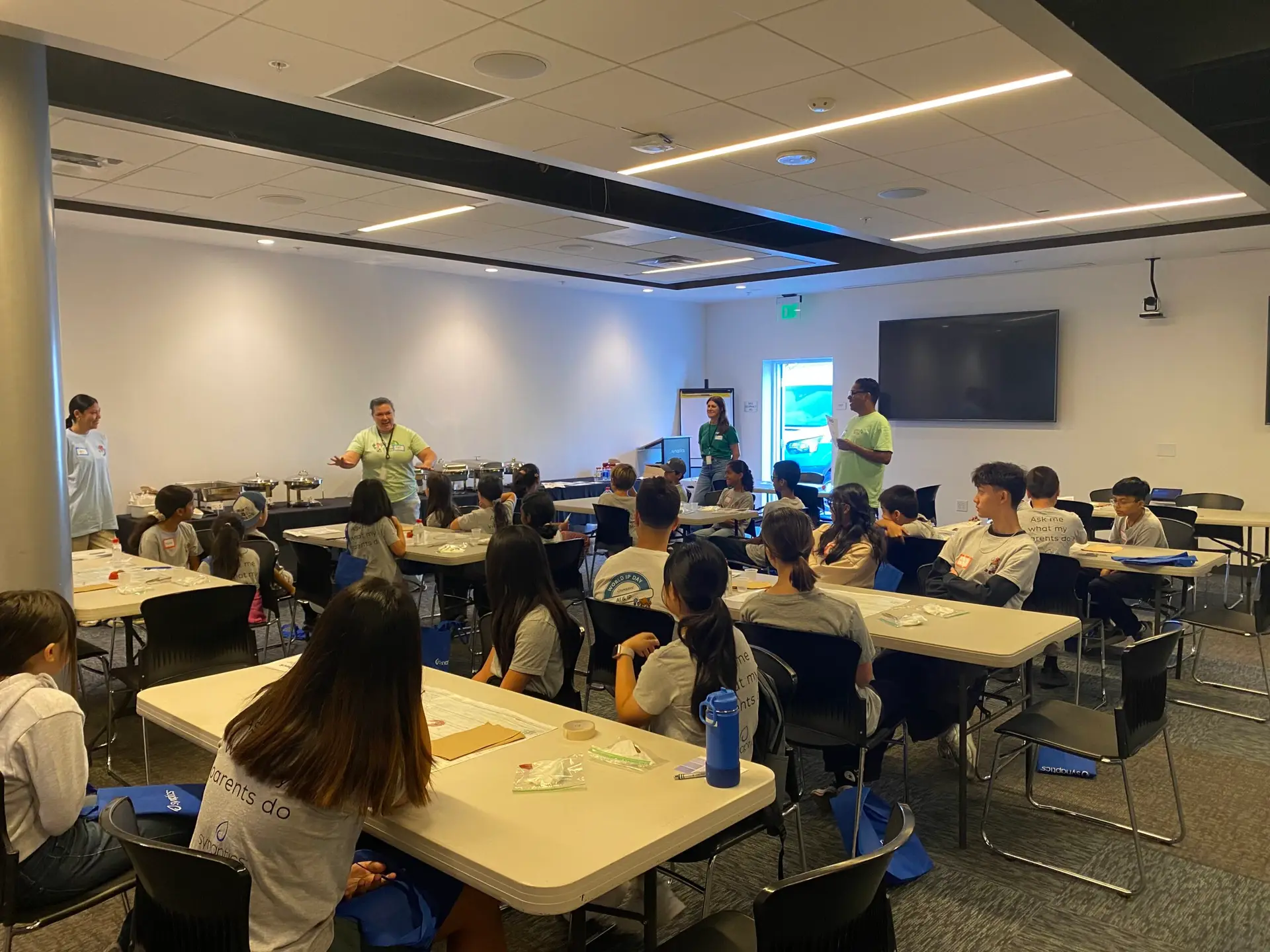Kat and Mikey from RAFT's Education Team get the kids excited for a day of STEAM exploration-introducing the activities and sparking curiosity from the very start!