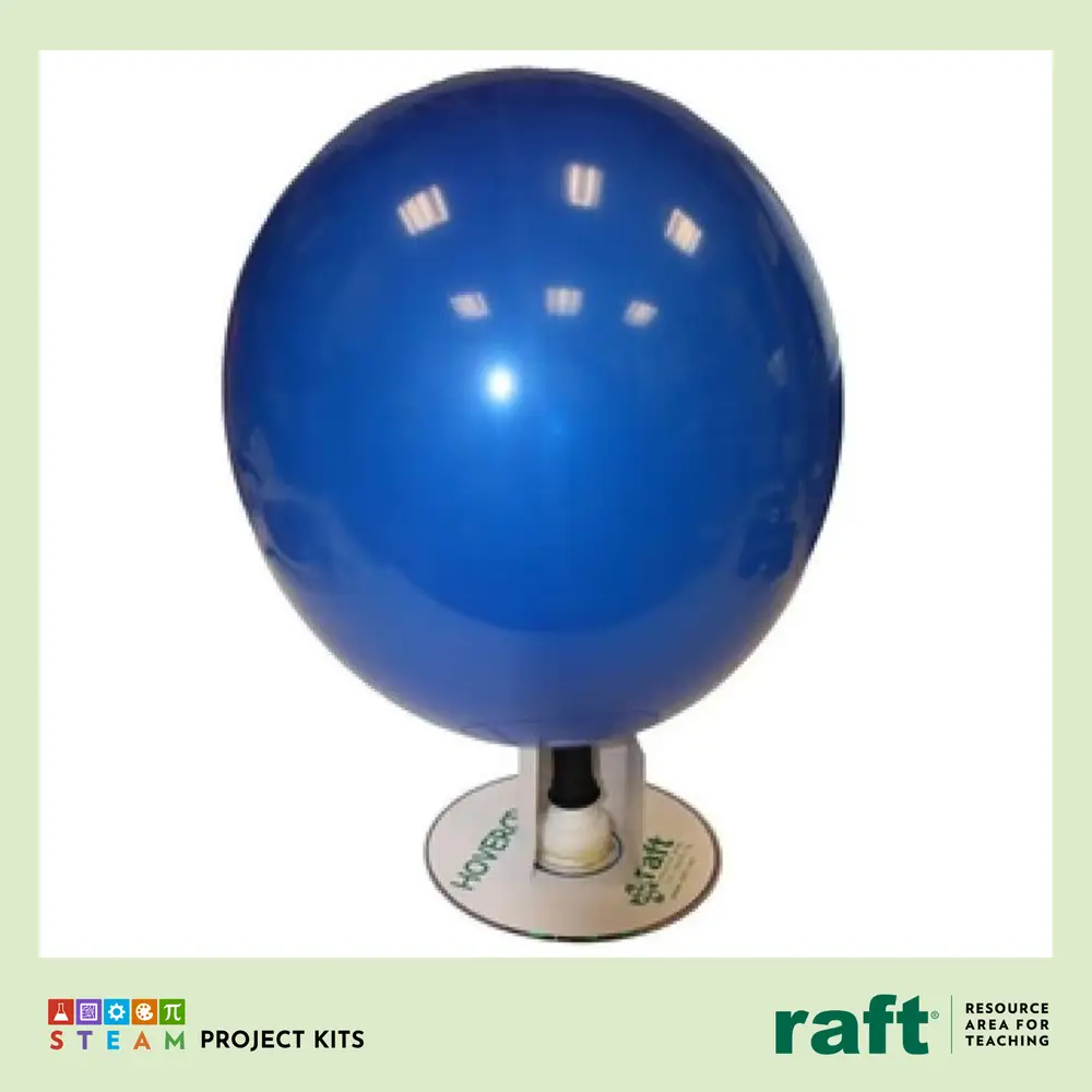 RAFT Hovercraft STEAM kit, a balloon powered hovercraft on a disc